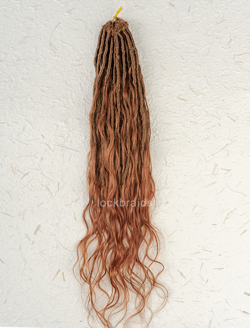 Pre-looped Crochet Boho Lock Braids With Human Hair Body Wave Bulk Hair Extensions Color #30