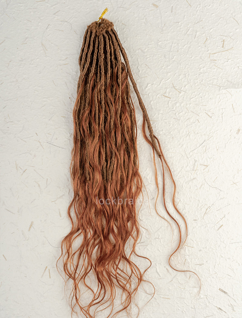 Pre-looped Crochet Boho Lock Braids With Human Hair Body Wave Bulk Hair Extensions Color #30