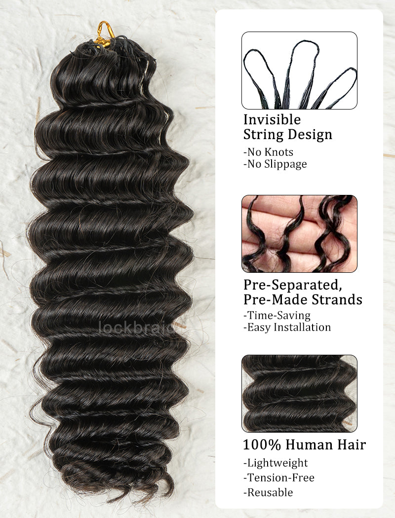 Knotless Pre-Separated Crochet Hair  Human Hair Deep Wave