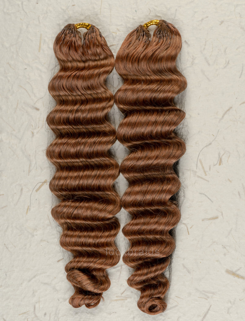 Knotless Pre-Separated Crochet Hair Human Hair Deep Wave Light Brown Color #30