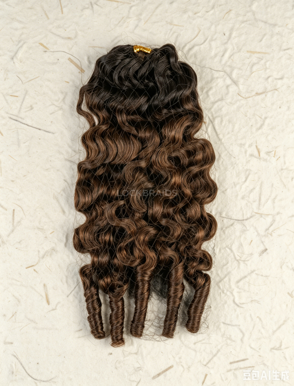 Lockbraids Knotless Pre-Separated Feather Crochet Hair Human Hair Burmese Curly Medium Brown Color T1B/4