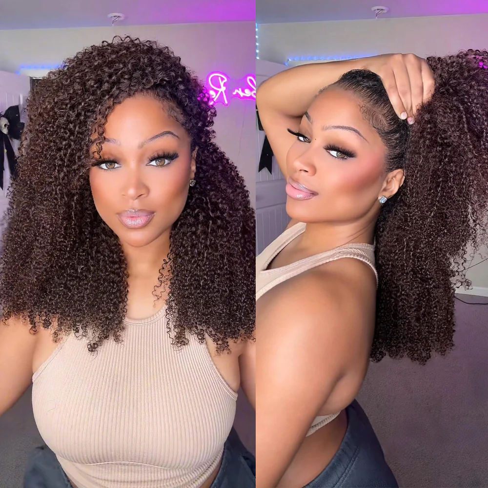 Knotless Pre-Separated Crochet Hair Human Hair Kinky Curly T1B/4 Ombre Color With Dark Roots