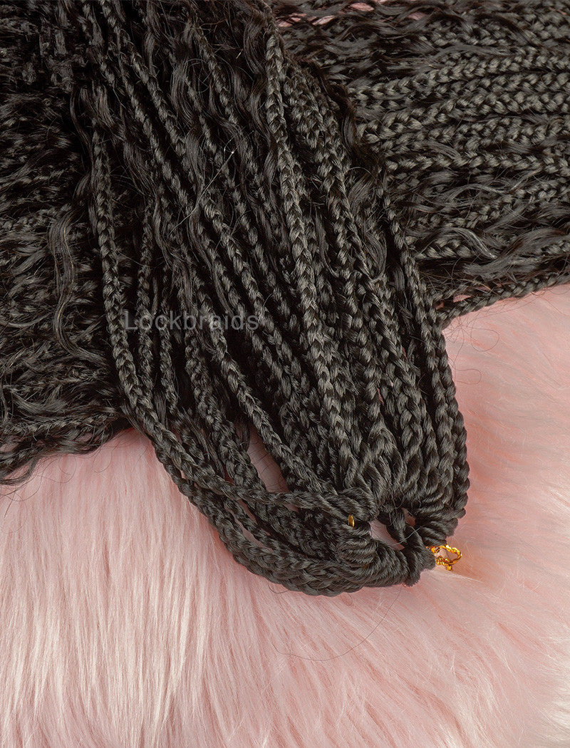 Crochet Boho Box Braids With Human Hair Deep Curls Bulk Hair Extensions Color Natural Black
