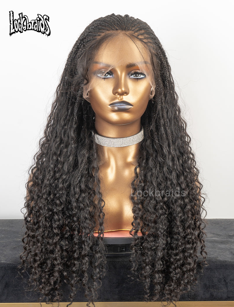 Fulani Braids Glueless Hand Tied Human Hair Full Lace Braided Wig