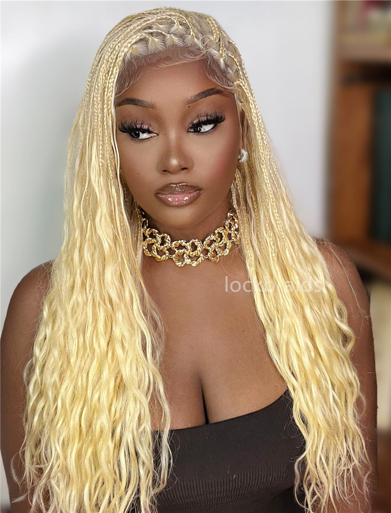 Braided wig offers Handmade Ghana Weaving long blonde wig with ponytail