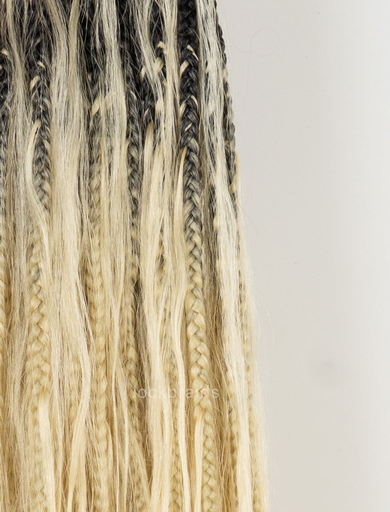 Crochet Boho Box Braids With Human Hair Body Wave Bulk Hair Extensions Color #1BT#613