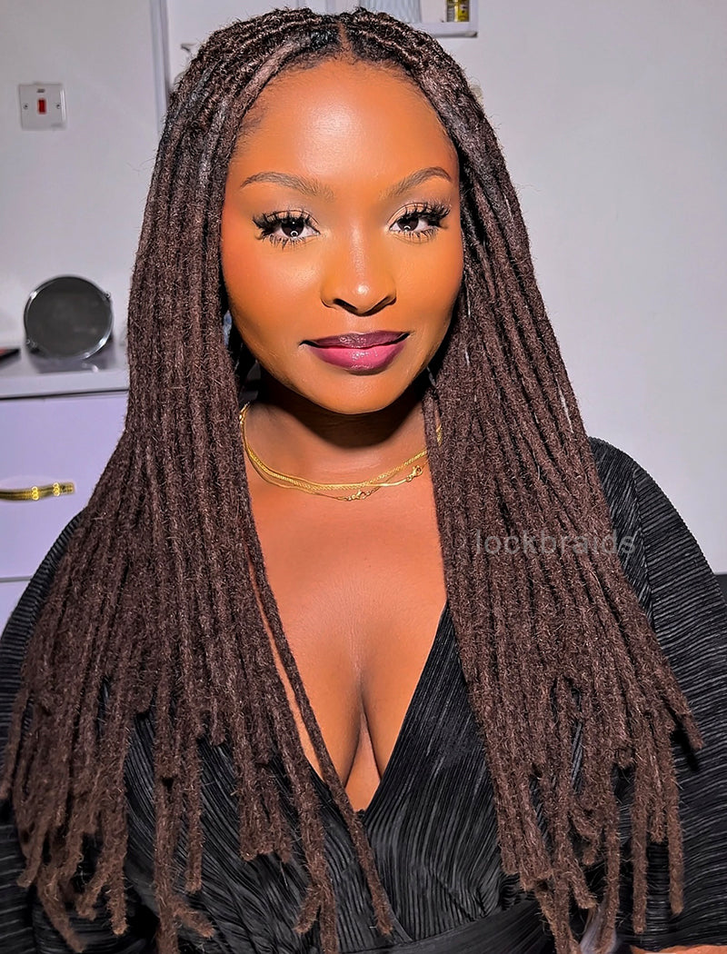 100% Human Hair Handmade Dreadloc Extensions Dark Brown #2