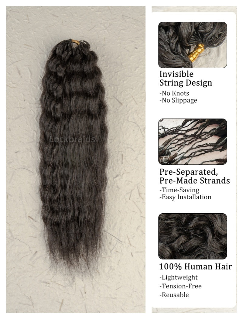 Lockbraids Knotless Pre-Separated Feather Crochet Hair Human Hair Wet and Wavy