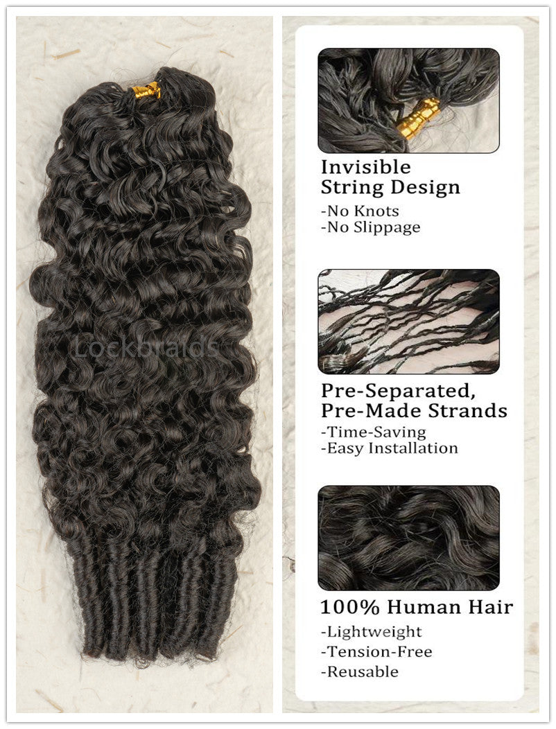 Lockbraids Knotless Pre-Separated Feather Crochet Hair Human Hair Burmese Water Curly