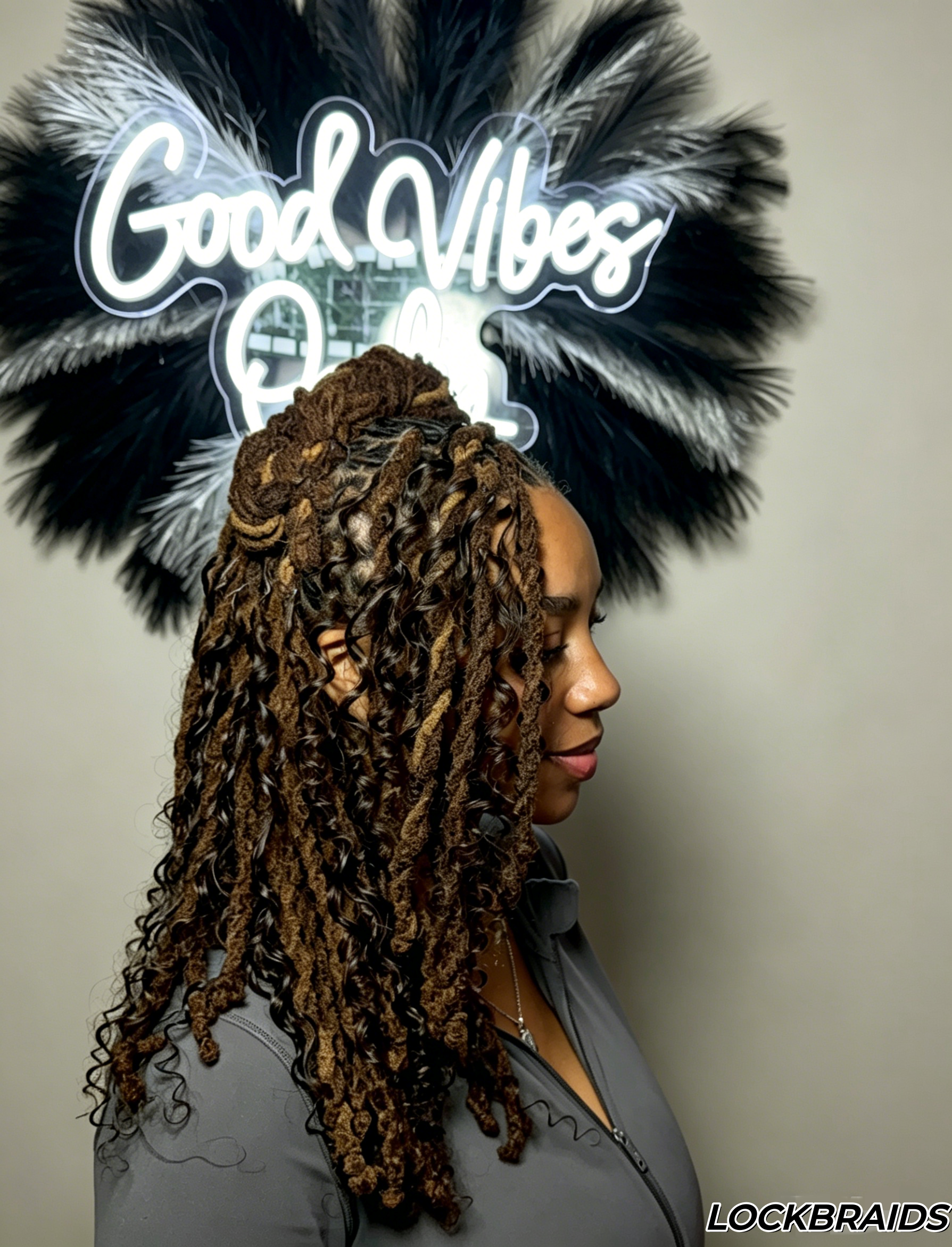 Lockbraids Knotless Pre-Separated Feather Crochet Hair Human Hair Deep Wave Medium Brown Color #4