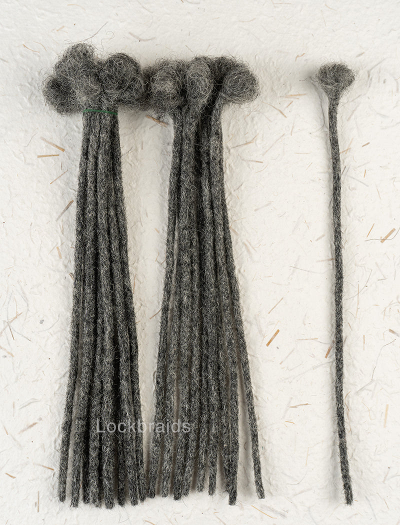 100% Human Hair Handmade Dreadloc Extensions - Salt and Pepper