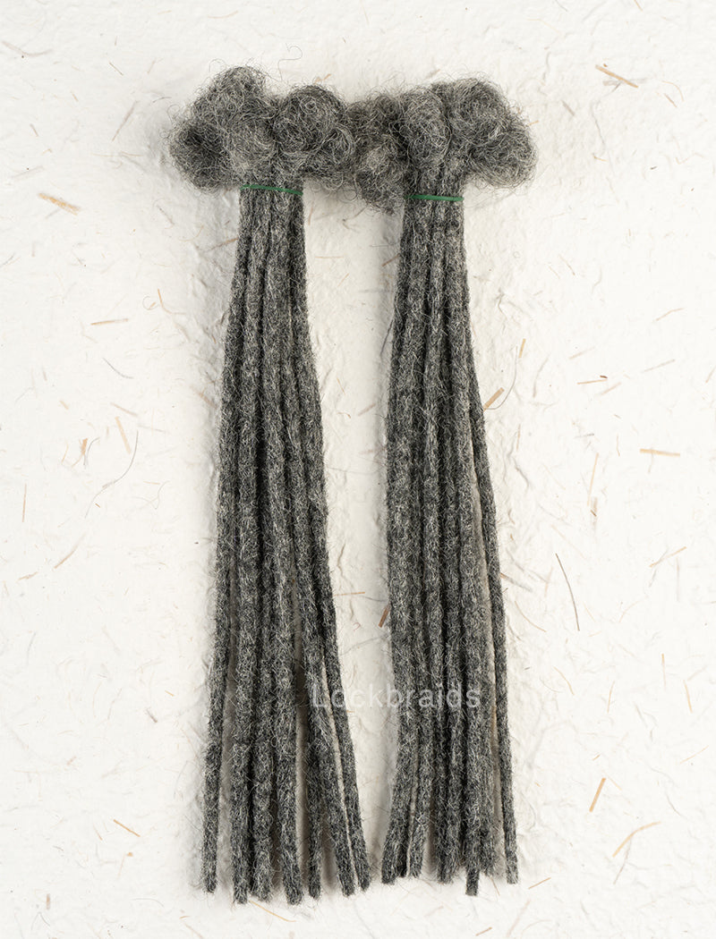 100% Human Hair Handmade Dreadloc Extensions - Salt and Pepper