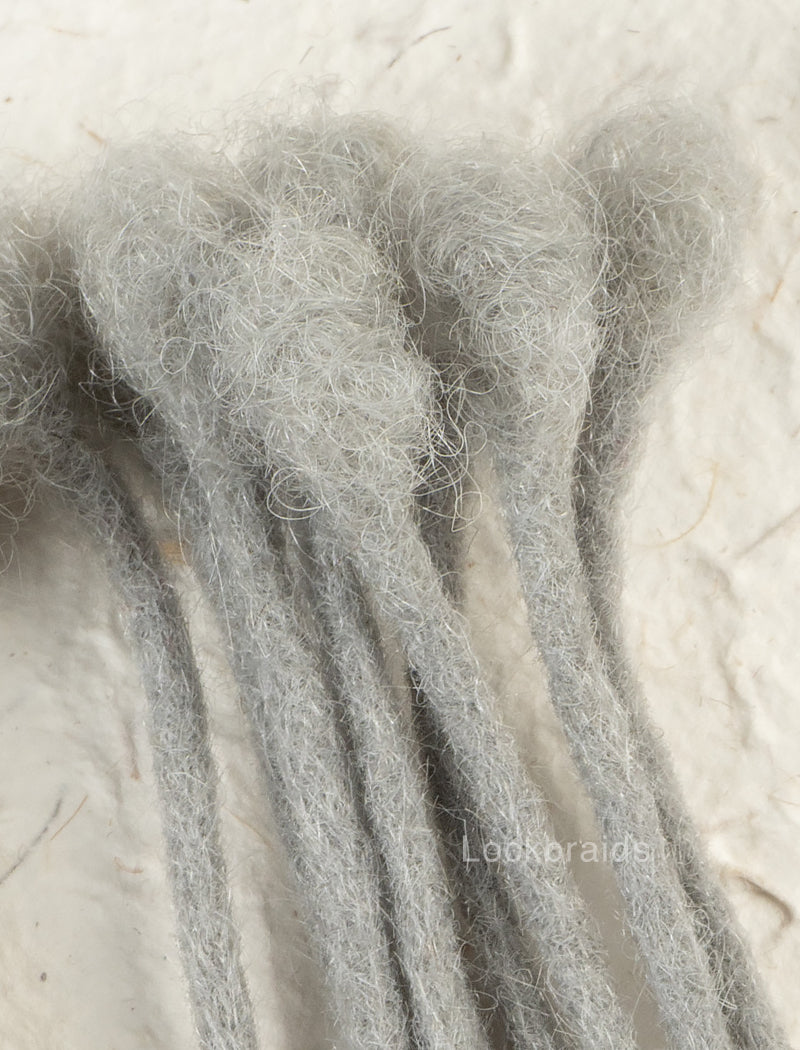 100% Human Hair Handmade Dreadloc Extensions - Light Grey