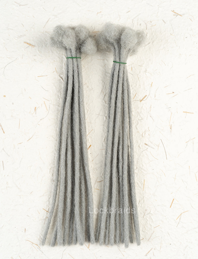 100% Human Hair Handmade Dreadloc Extensions - Light Grey