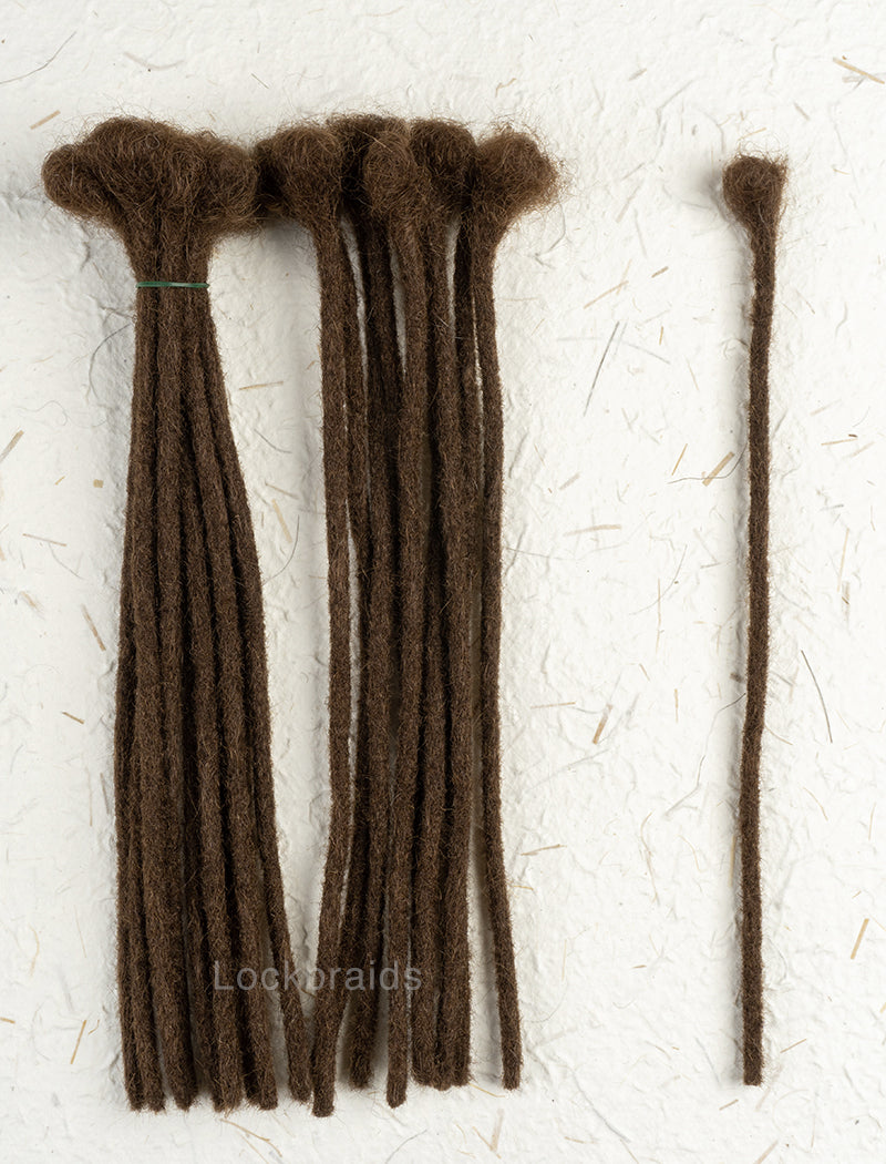 100% Human Hair Handmade Dreadloc Extensions - Dark Brown #2