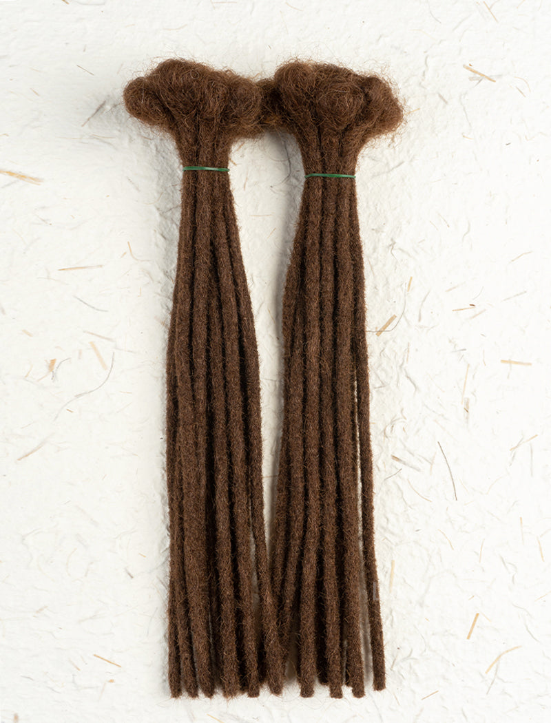 100% Human Hair Handmade Dreadloc Extensions - Medium Brown #4