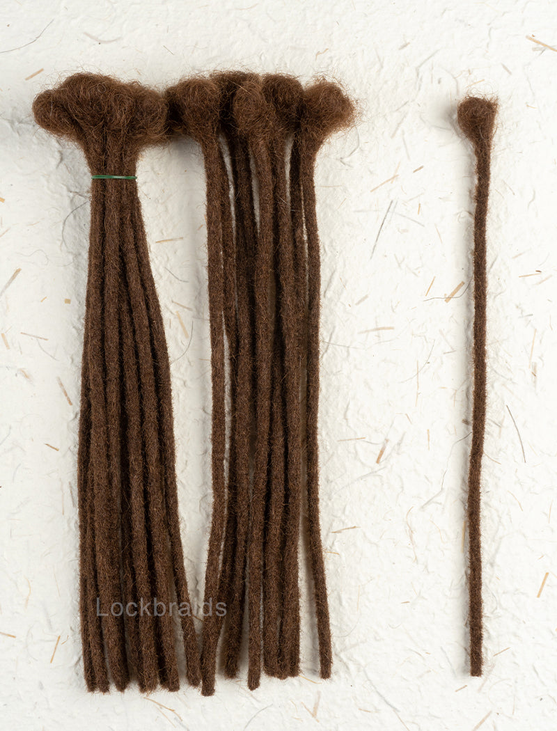 100% Human Hair Handmade Dreadloc Extensions - Medium Brown #4