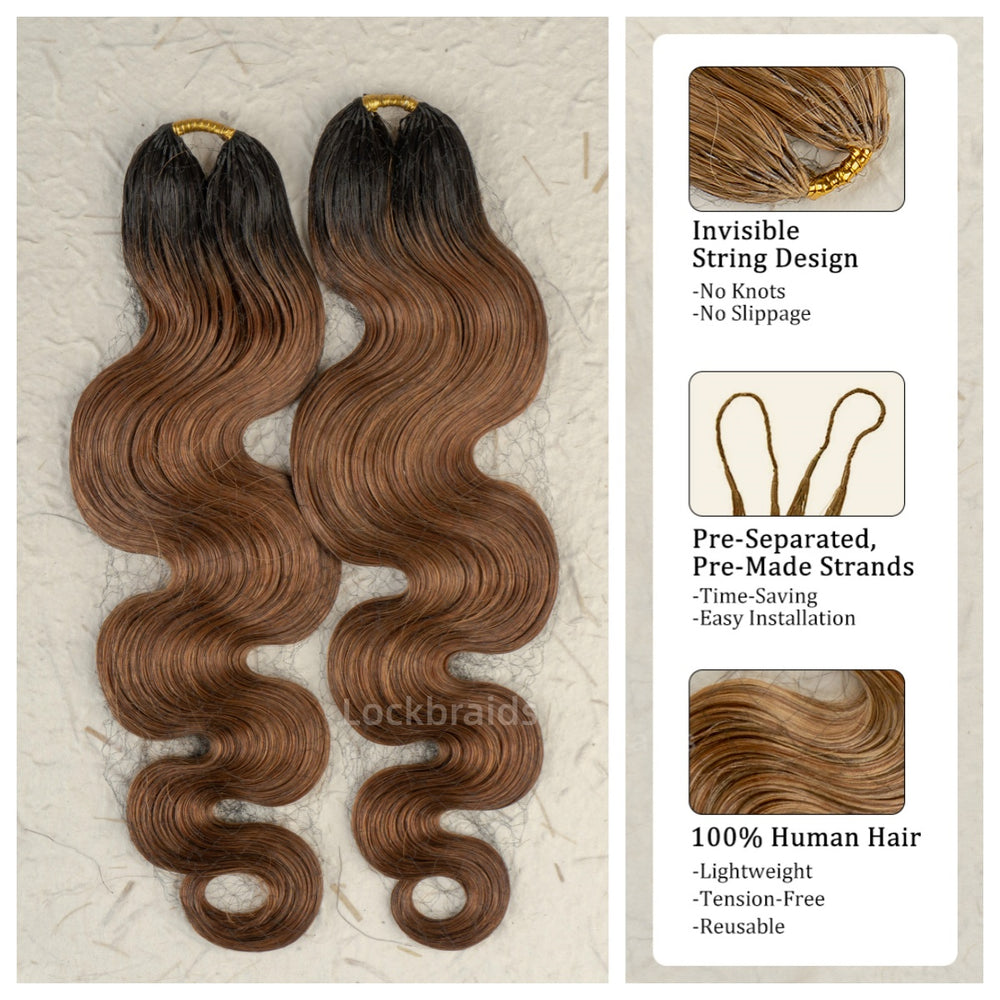Knotless Pre-Separated Crochet Hair Human Hair Body Wave Light Brown Color T1B/30