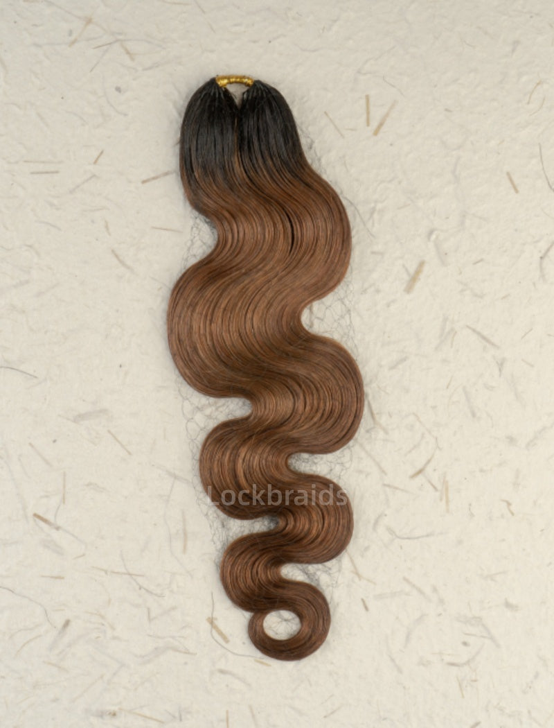 Lockbraids Knotless Pre-Separated Feather Crochet Hair Human Hair Body Wave Light Brown Color T1B/30 CH025