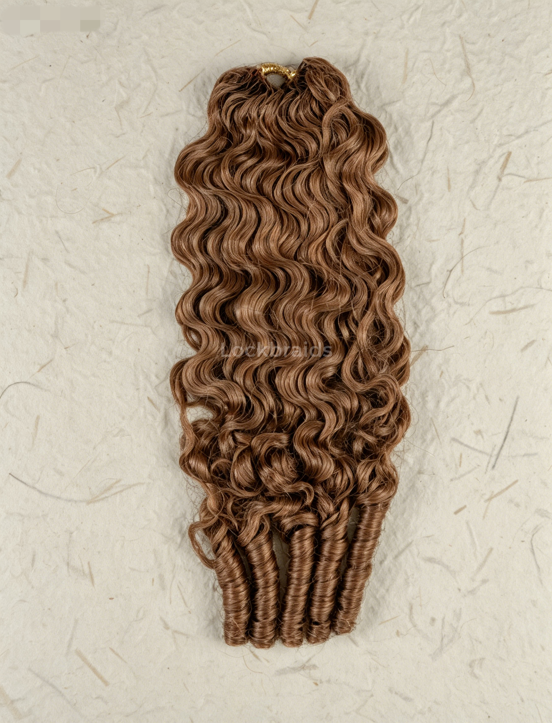 Lockbraids Knotless Pre-Separated Feather Crochet Hair Human Hair Burmese Curly Brown Color 30