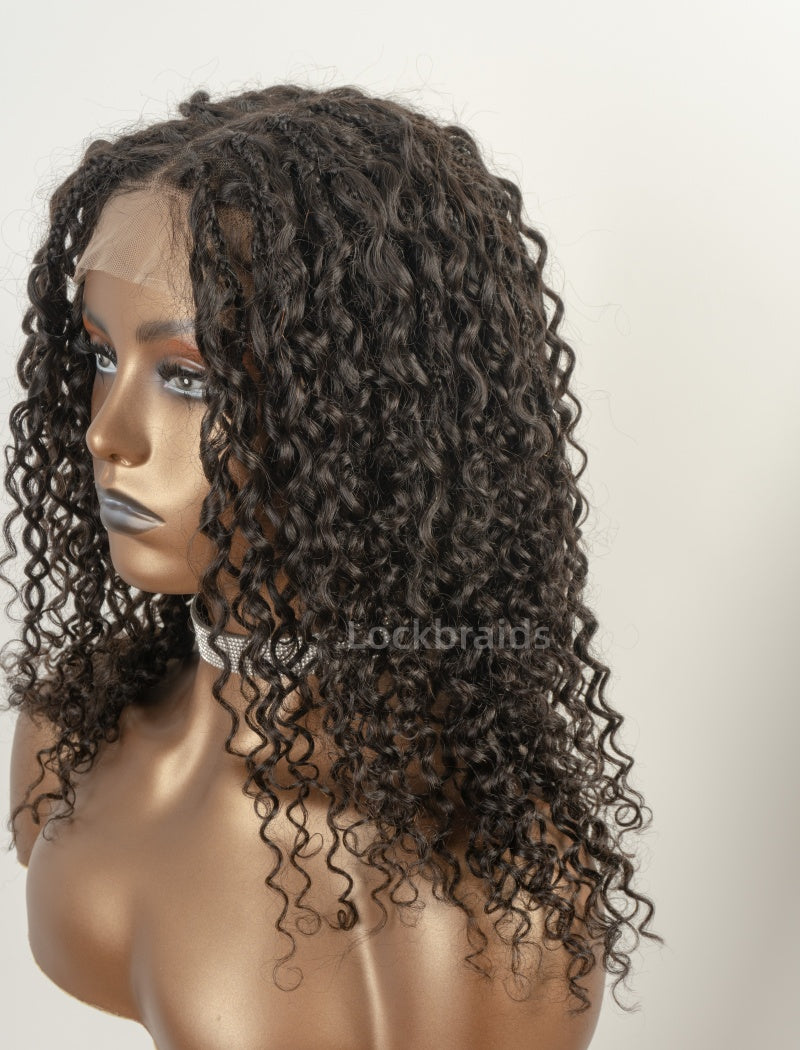 Human Hair 5x5 Lace Closure Braided Wig Deep Curly Glueless Small Boho Knotless Braids With Baby Hair