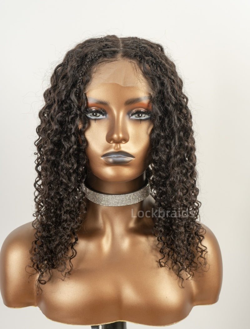 Human Hair 5x5 Lace Closure Braided Wig Deep Curly Glueless Small Boho Knotless Braids With Baby Hair