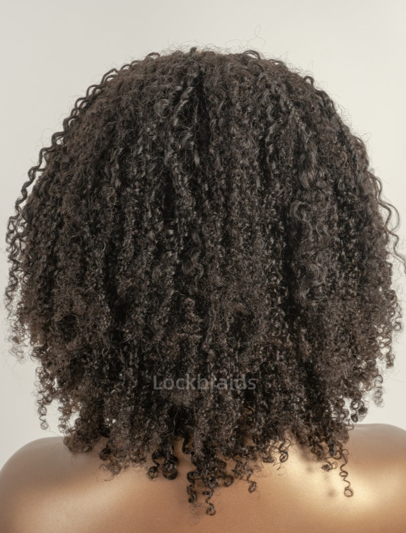 Human Hair 5x5 Lace Closure Braided Wig Kinky Curly Glueless Small Boho Knotless Braids With Baby Hair
