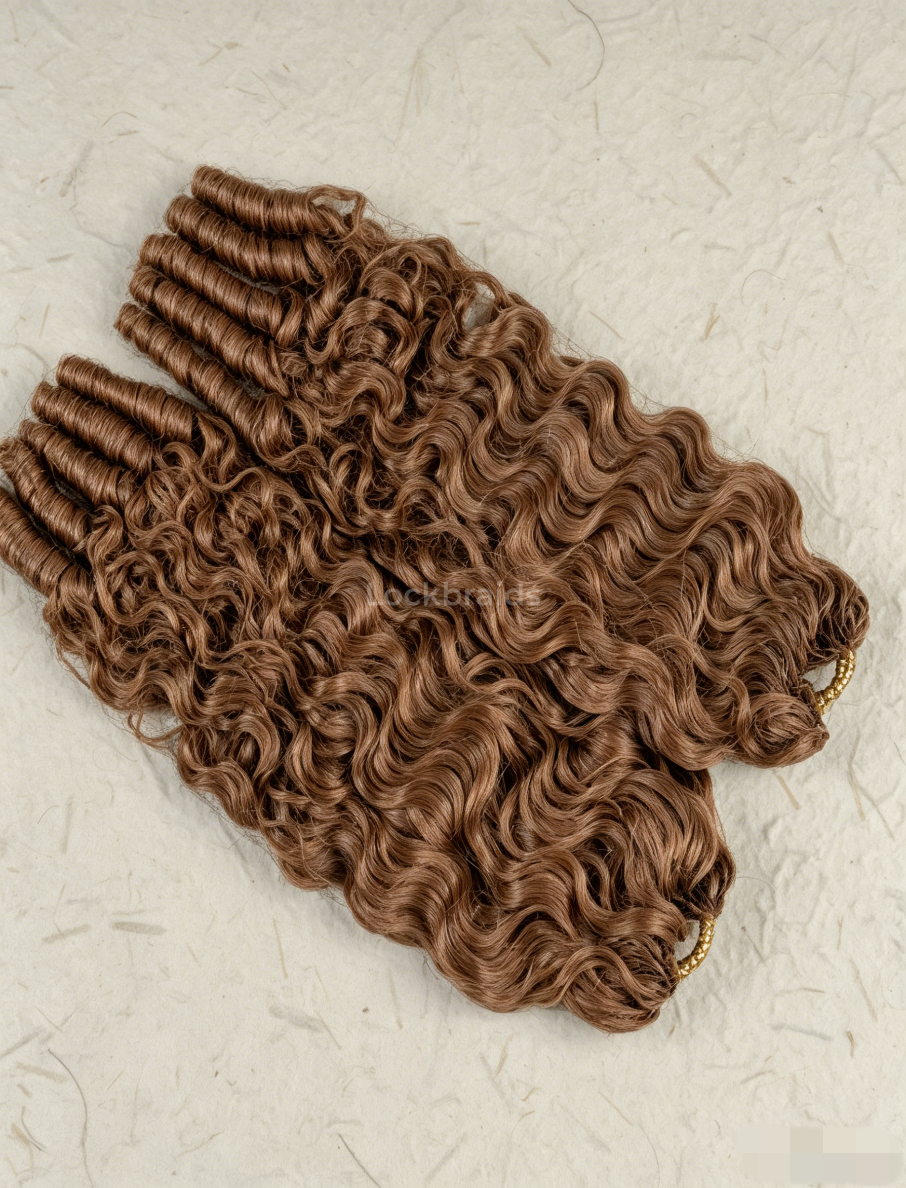 Lockbraids Knotless Pre-Separated Feather Crochet Hair Human Hair Burmese Curly Brown Color 30