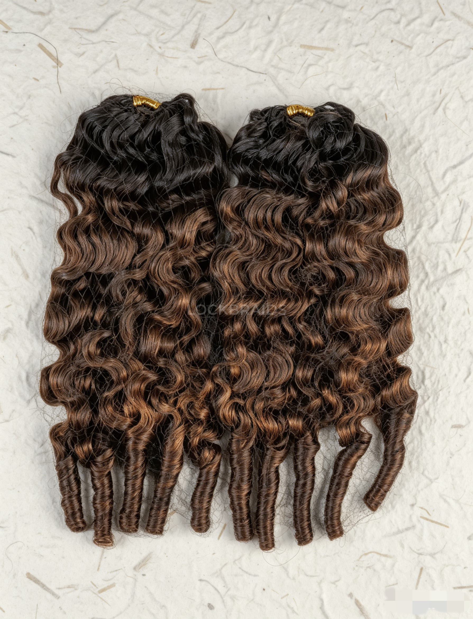 Lockbraids Knotless Pre-Separated Feather Crochet Hair Human Hair Burmese Curly Medium Brown Color T1B/4