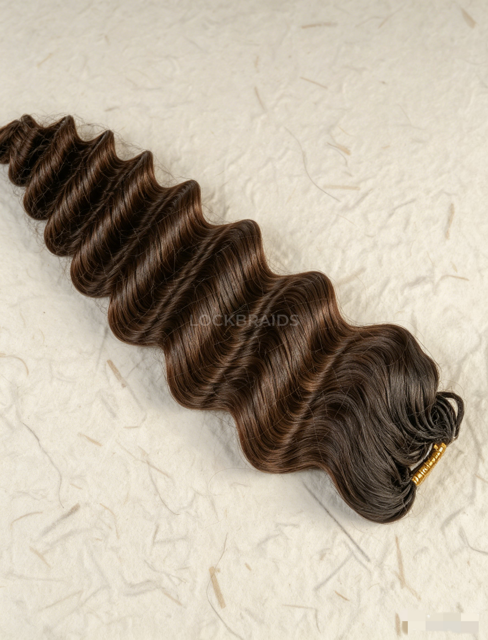 Lockbraids Knotless Pre-Separated Feather Crochet Hair Human Hair Deep Wave Medium Brown Color T1B/4