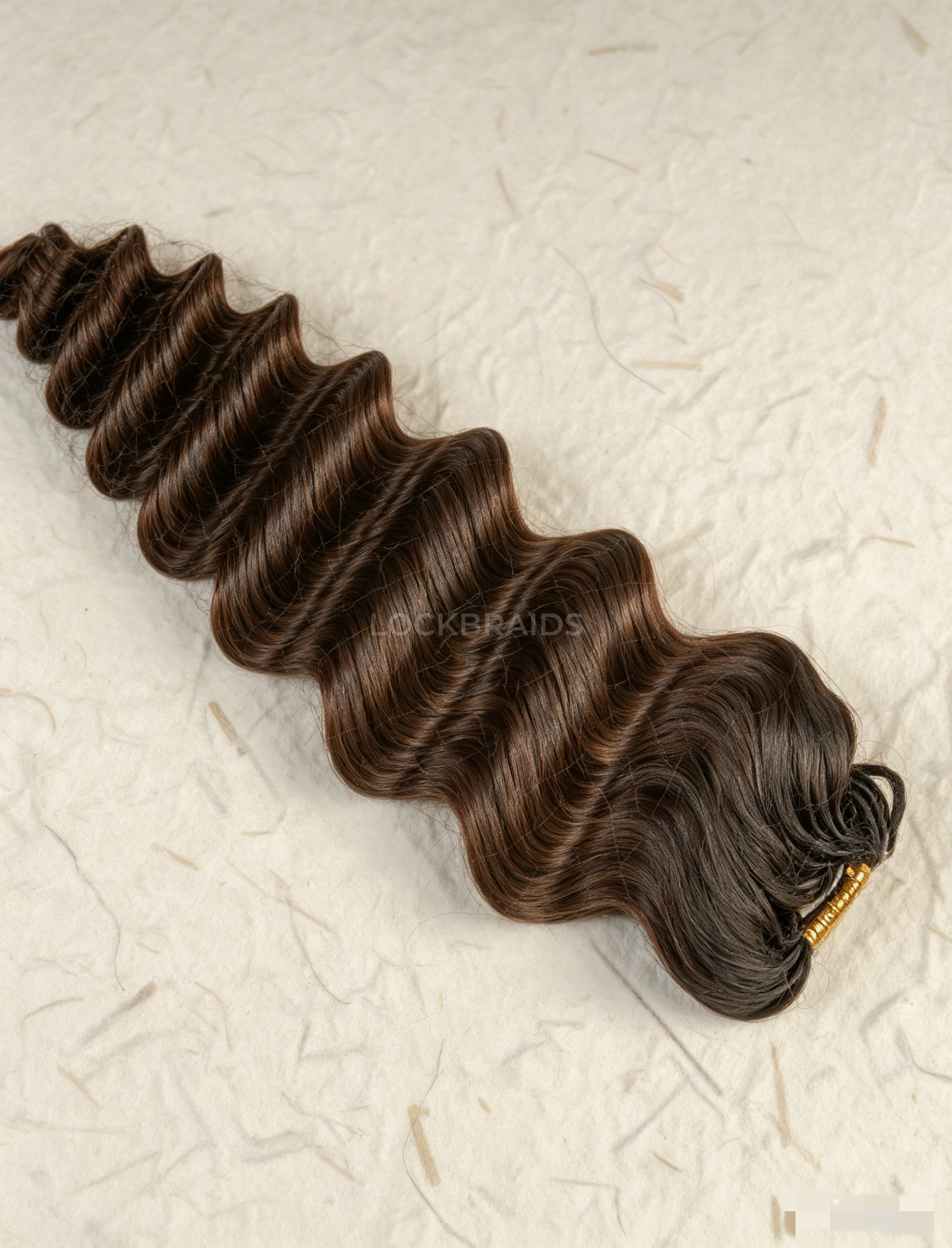 Lockbraids Knotless Pre-Separated Feather Crochet Hair Human Hair Deep Wave Medium Brown Color T1B/4