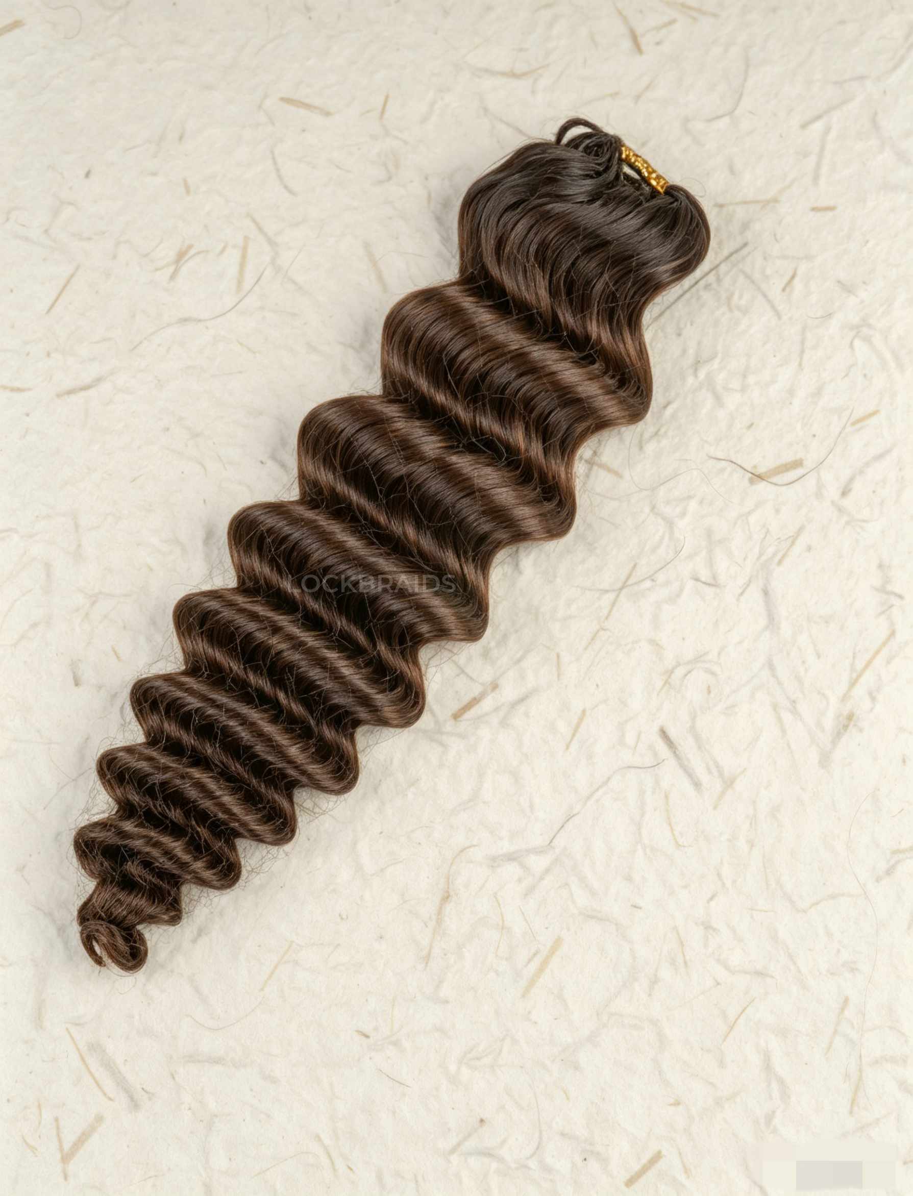 Lockbraids Knotless Pre-Separated Feather Crochet Hair Human Hair Deep Wave Medium Brown Color T1B/4