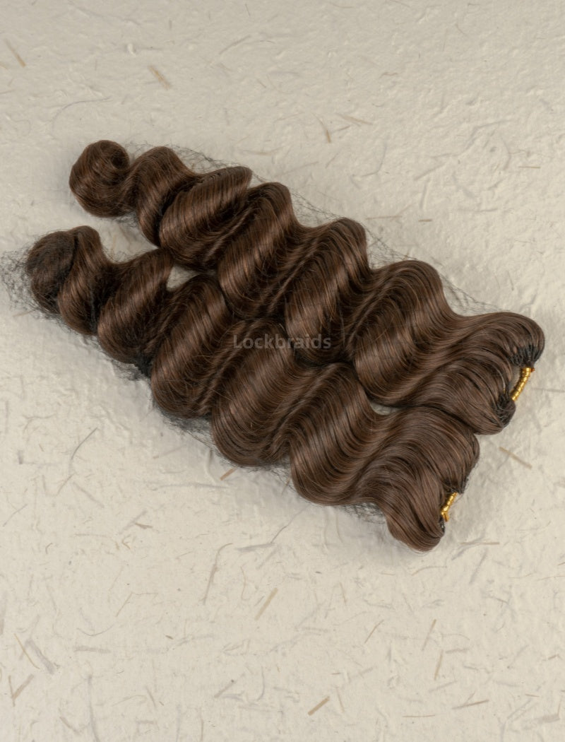 Lockbraids Knotless Pre-Separated Feather Crochet Hair Human Hair Loose Deep Wave Brown Color 4