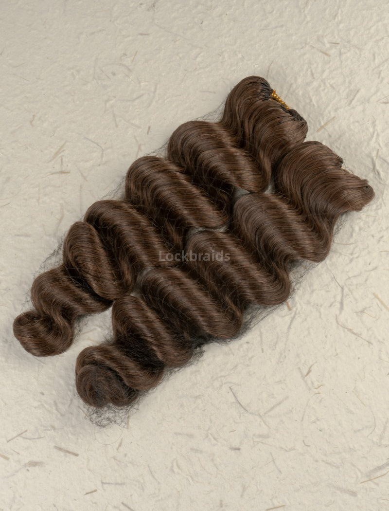 Lockbraids Knotless Pre-Separated Feather Crochet Hair Human Hair Loose Deep Wave Brown Color 4