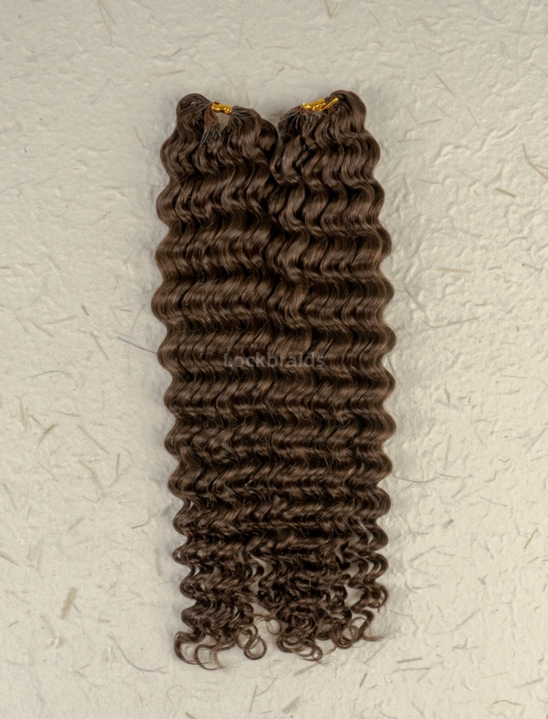 Lockbraids Knotless Pre-Separated Feather Crochet Hair Human Hair Water Wave Brown Color 4