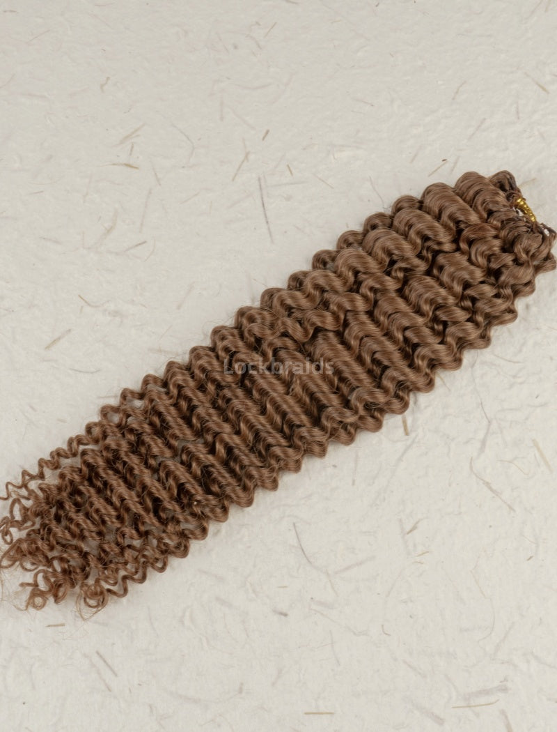 Lockbraids Knotless Pre-Separated Feather Crochet Hair Human Hair Water Wave Light Brown Color 30