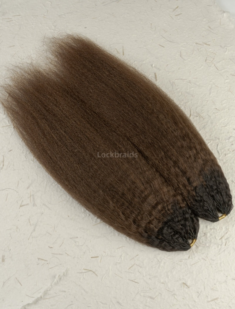 Lockbraids Knotless Pre-Separated Feather Crochet Hair Human Hair Kinky Straight Ombre Brown Color T1B/4
