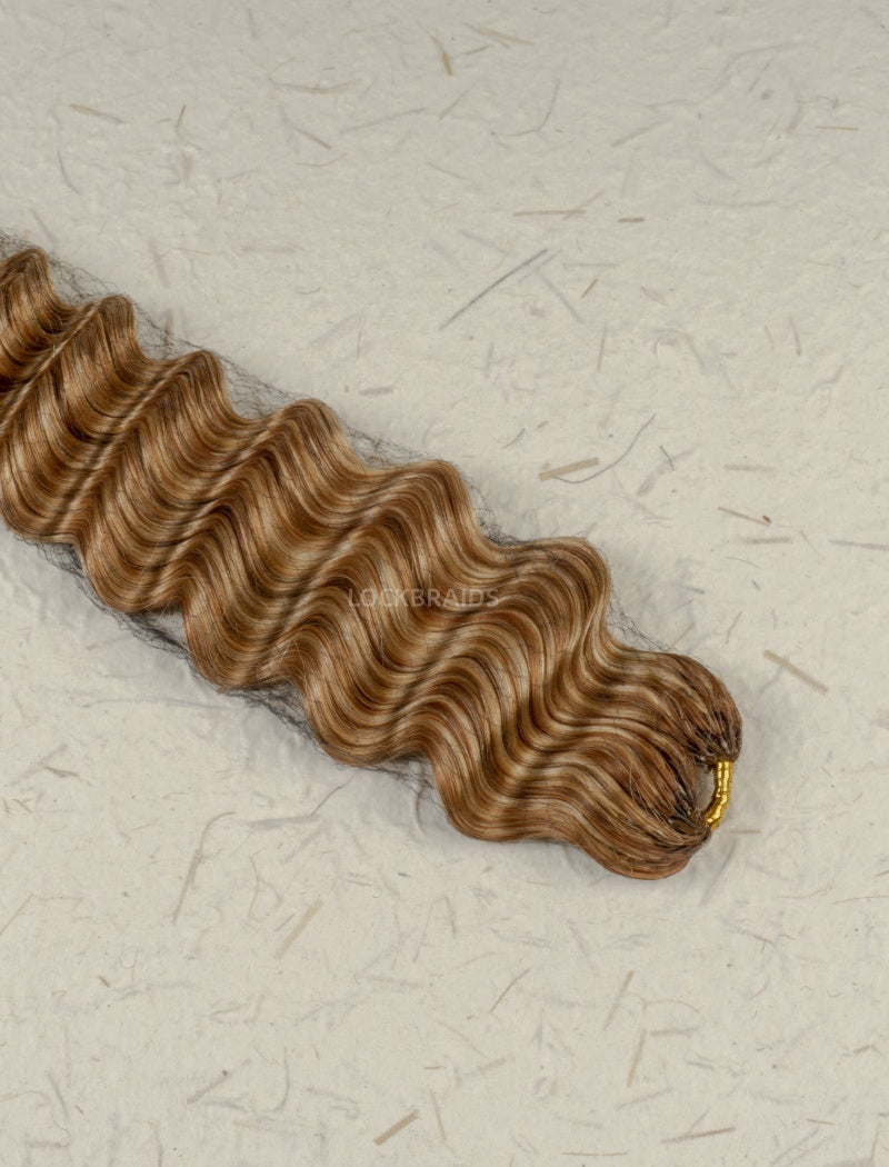 Lockbraids Knotless Pre-Separated Feather Crochet Hair Human Hair Loose Deep Wave Mix 27/30/613 Color Blend
