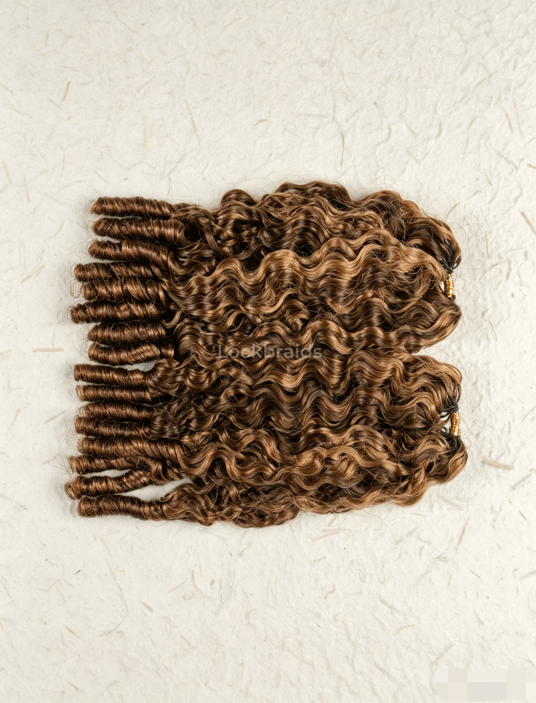 Lockbraids Knotless Pre-Separated Feather Crochet Hair Human Hair Burmese Curly Brown Color 4/30 Mixed