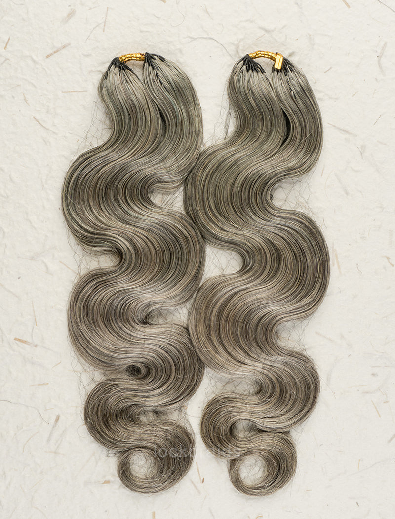 Lockbraids Knotless Pre-Separated Feather Crochet Hair Human Hair Body Wave Salt and Pepper 85% Grey