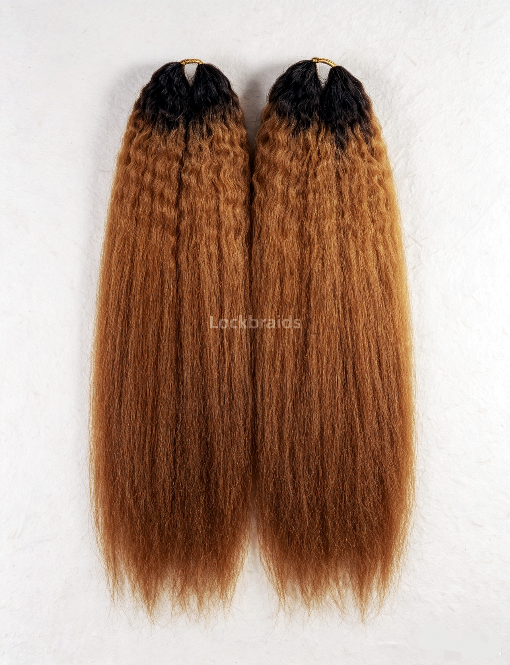 Lockbraids Knotless Pre-Separated Feather Crochet Hair Human Hair Kinky Straight Ombre Light Brown Color T1B/30