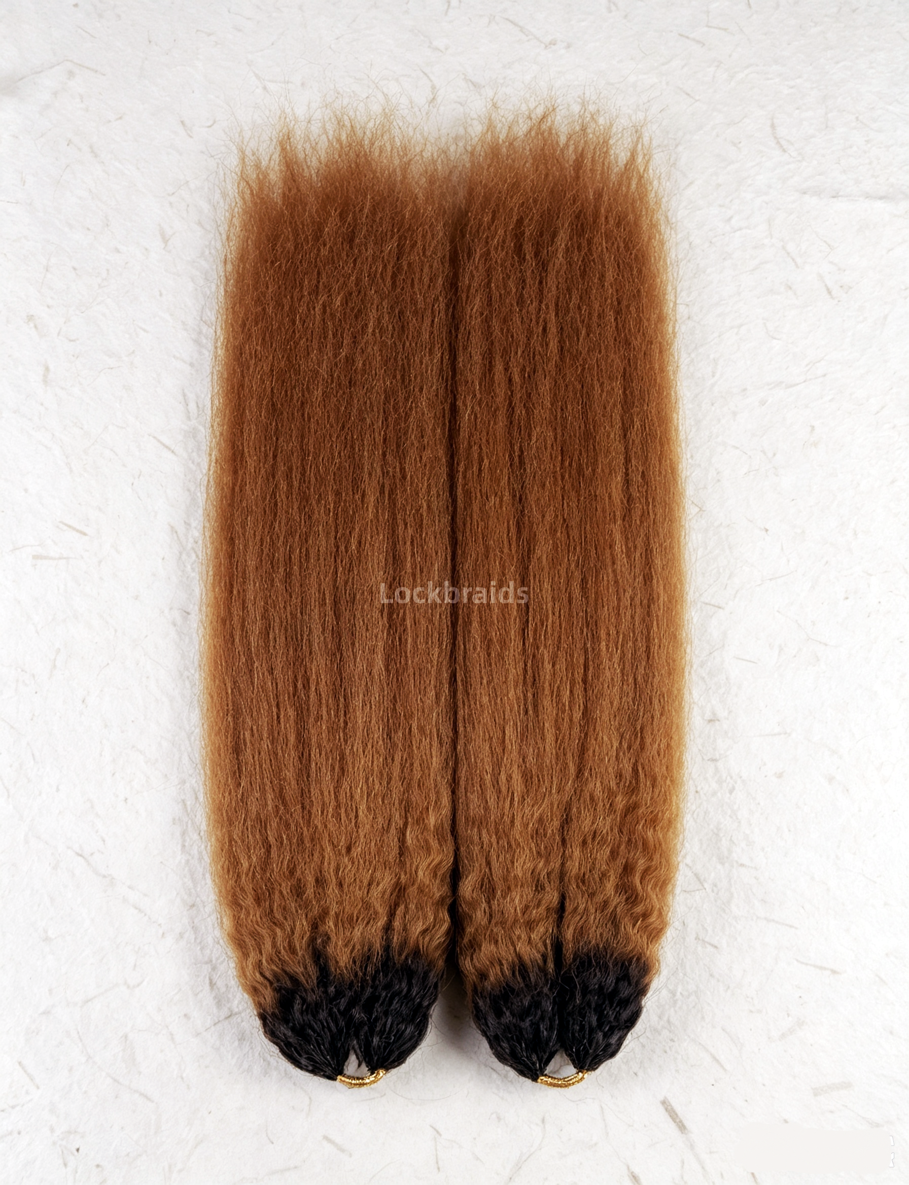 Lockbraids Knotless Pre-Separated Feather Crochet Hair Human Hair Kinky Straight Ombre Light Brown Color T1B/30