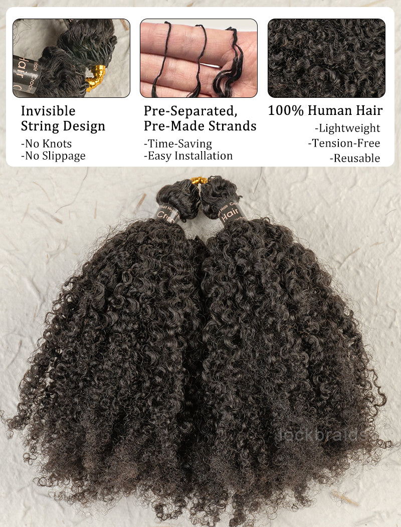 Knotless Pre-Separated Crochet Hair Human Hair  Kinky Curly