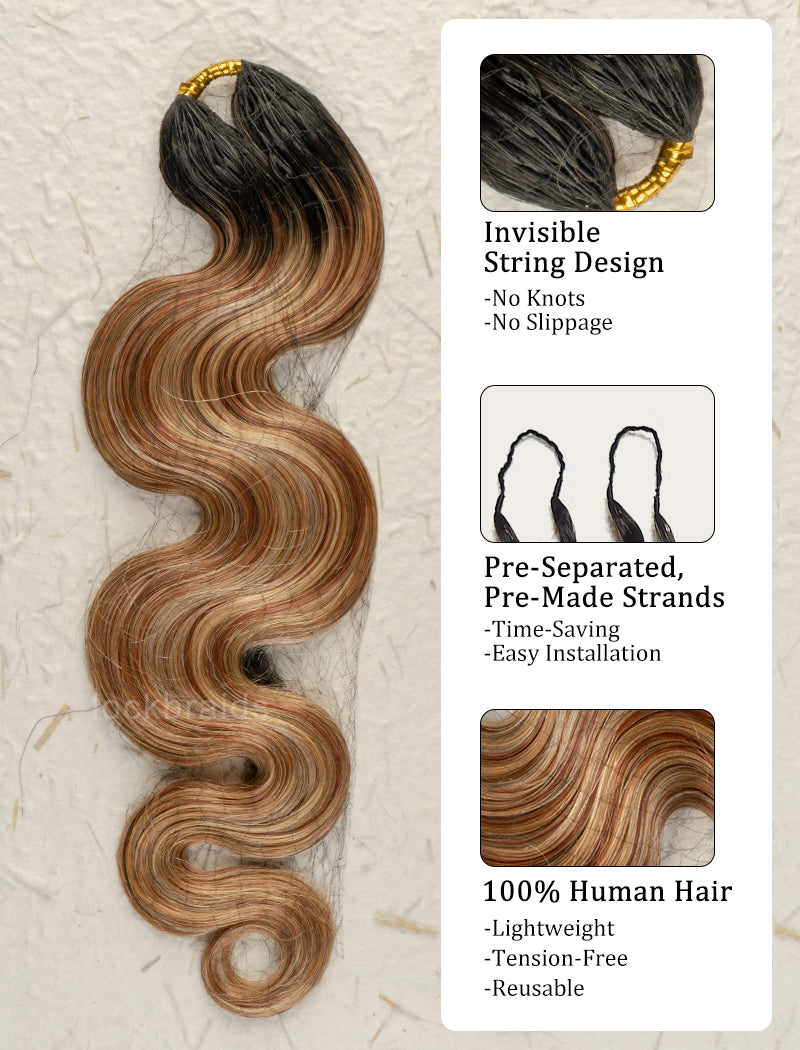 Knotless Pre-Separated Crochet Hair Human Hair Body Wave T1B-Mix 27/30/613 Color Blend