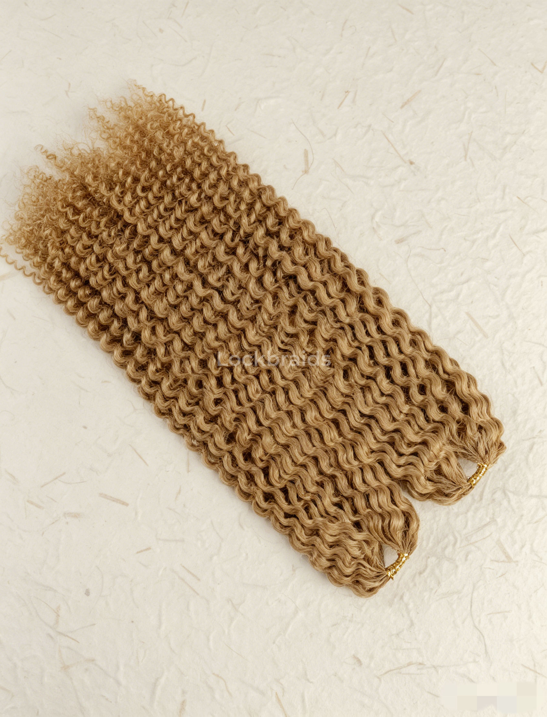 Lockbraids Knotless Pre-Separated Feather Crochet Hair Human Hair Water Wave Honey Blonde Color #27