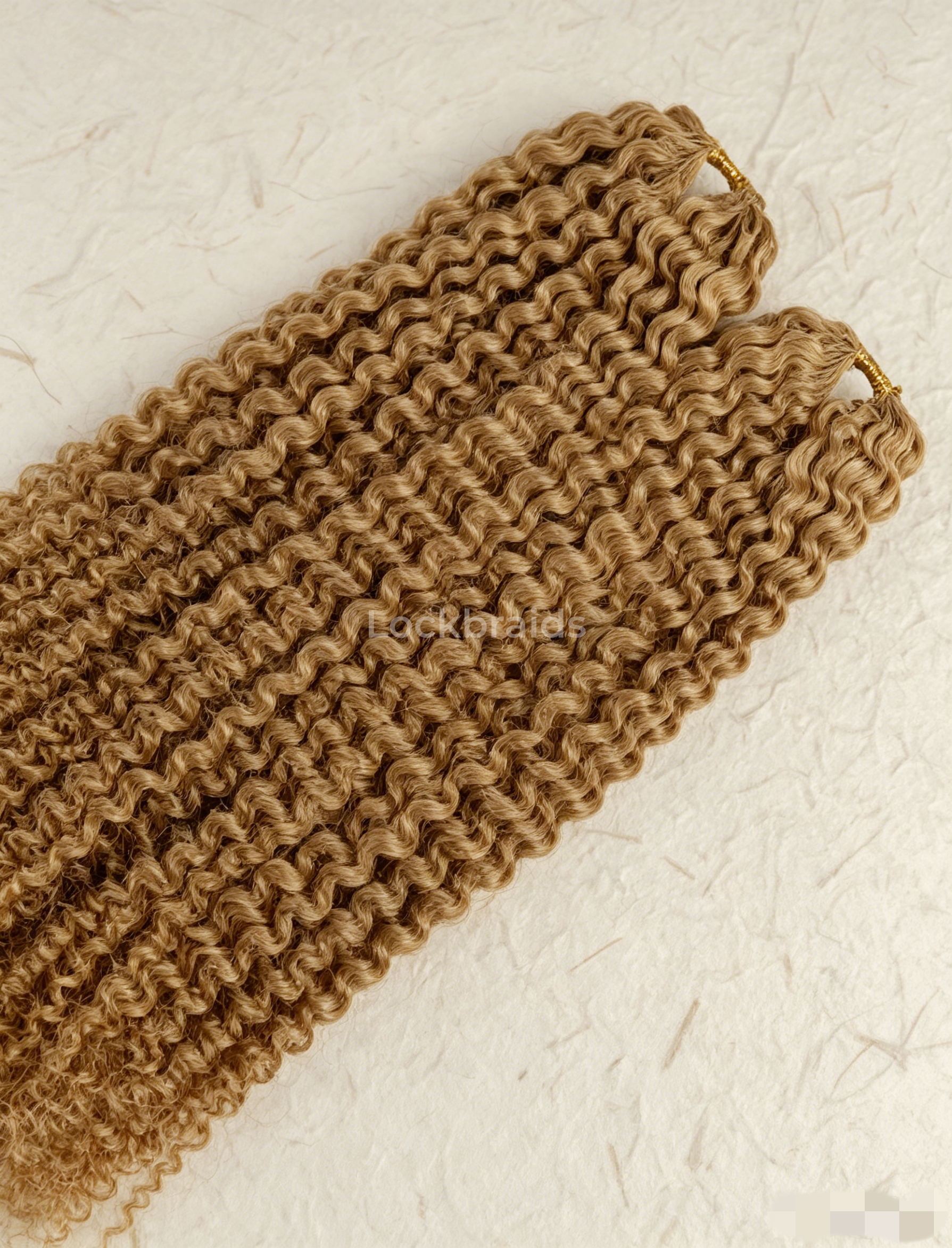 Lockbraids Knotless Pre-Separated Feather Crochet Hair Human Hair Water Wave Honey Blonde Color #27