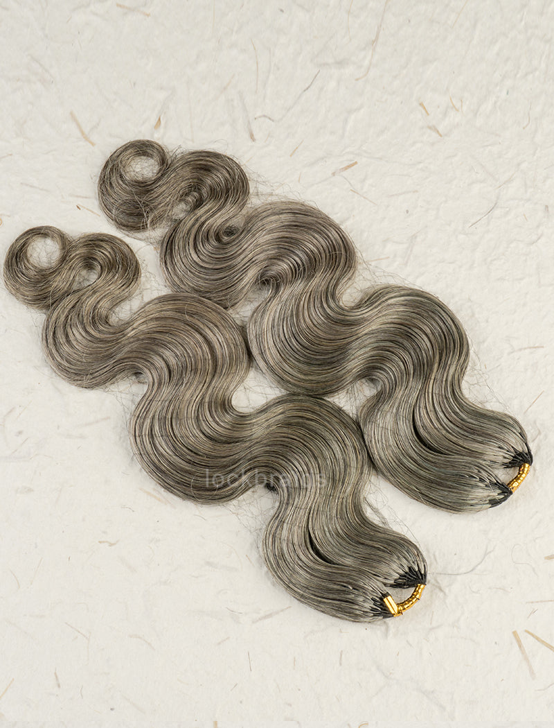 Lockbraids Knotless Pre-Separated Feather Crochet Hair Human Hair Body Wave Salt and Pepper 85% Grey