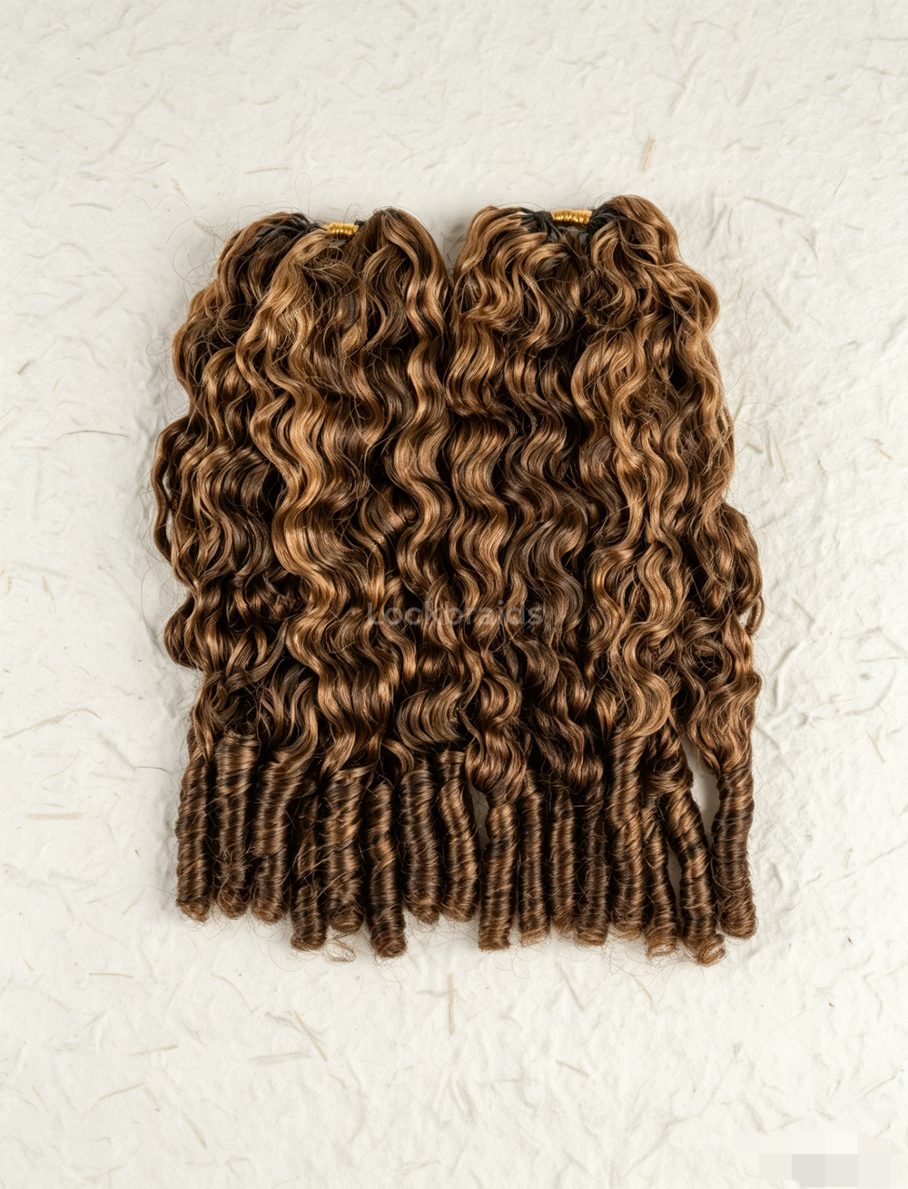 Lockbraids Knotless Pre-Separated Feather Crochet Hair Human Hair Burmese Curly Brown Color 4/30 Mixed