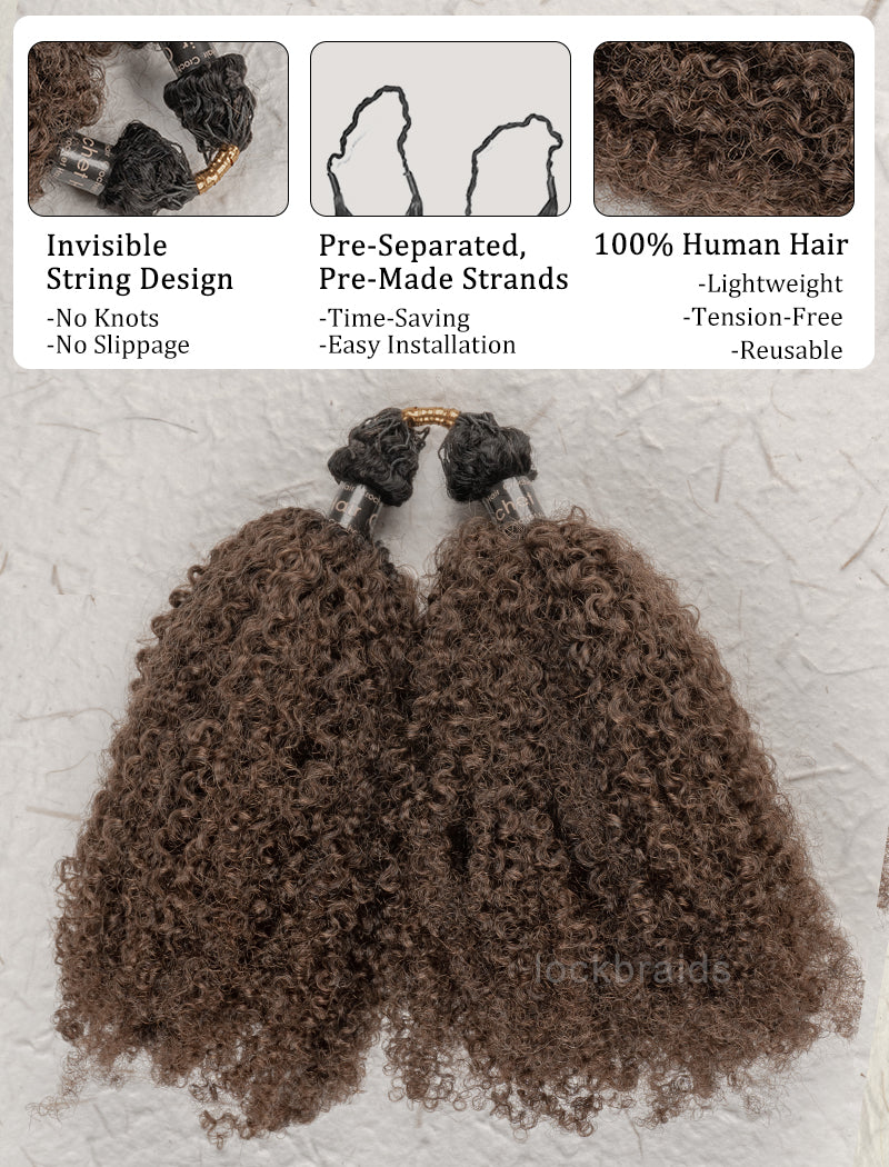 Knotless Pre-Separated Crochet Hair Human Hair Kinky Curly T1B/4 Ombre Color With Dark Roots