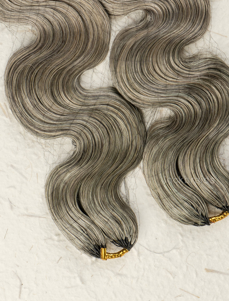 Lockbraids Knotless Pre-Separated Feather Crochet Hair Human Hair Body Wave Salt and Pepper 85% Grey